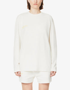 Pangaia Branded long-sleeved organic cotton-blend top