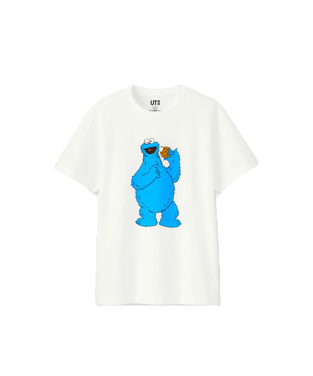 KAWS x UNIQLO x Sesame Street Cookie Monster tee White