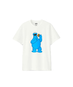 KAWS x UNIQLO x Sesame Street Cookie Monster tee White